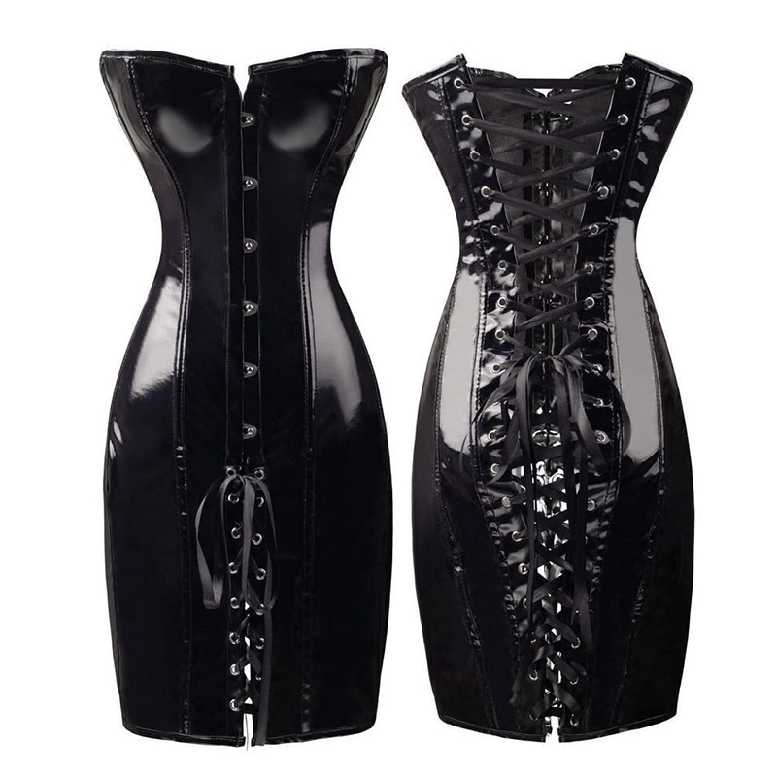 QJZM Red Black Corset Dress Black Oversized