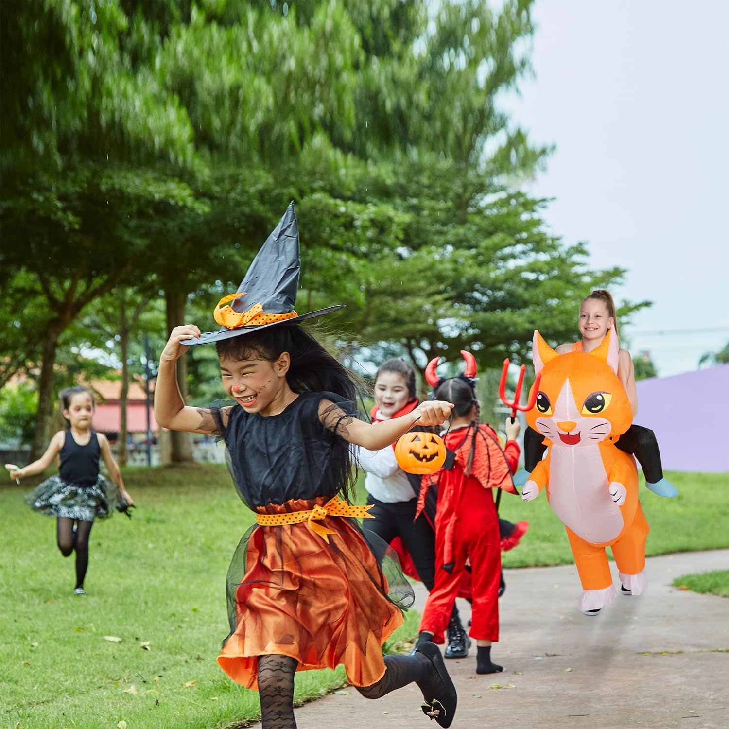 M MH ZONE Inflatable Cat Costume for Kids- Funny Ride on Cat Blow Up Suit for Halloween Party - Image 5