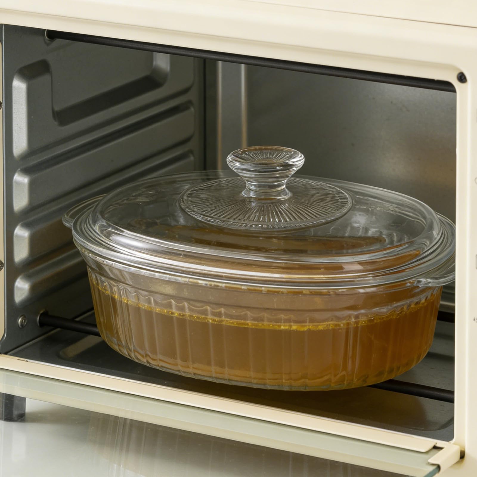 KICHOUSE Ciotola in Vetro Resistente al Calore con Coperchio, Forma Ovale, Capacità 1.9qt e 9qt, Adatta per Forno e Microonde in Cucina Domestica