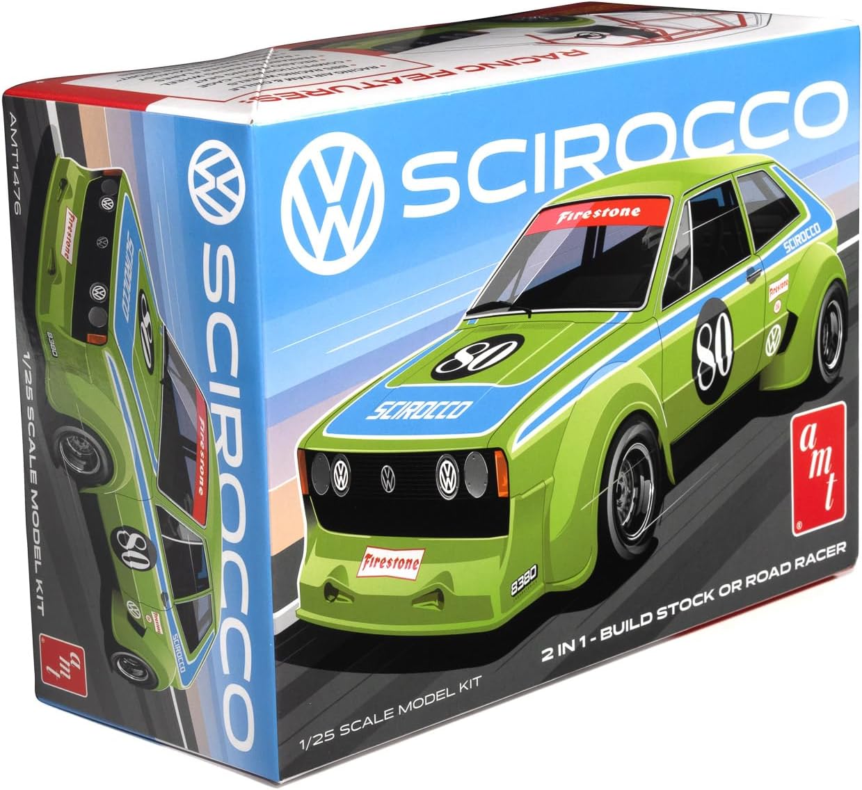 AMT Volkswagen Scirocco T/A Champ Model Kit 1:25 Scale – Build Stock or Race Version, Paint & Glue Required