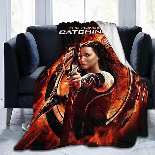 Manta de franela suave y ligera con temática de juegos temáticos de hambre, para cama, sofá, decoración de habitación, 60 x 50 pulgadas