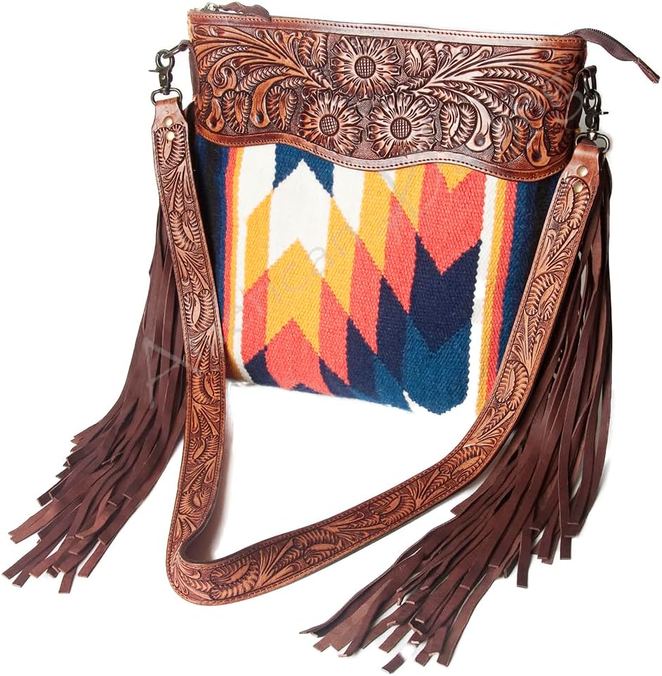 American Darling Signature Crossbody Hand Tooled Saddle Blanket Genuine Leather women bag western handbag purse