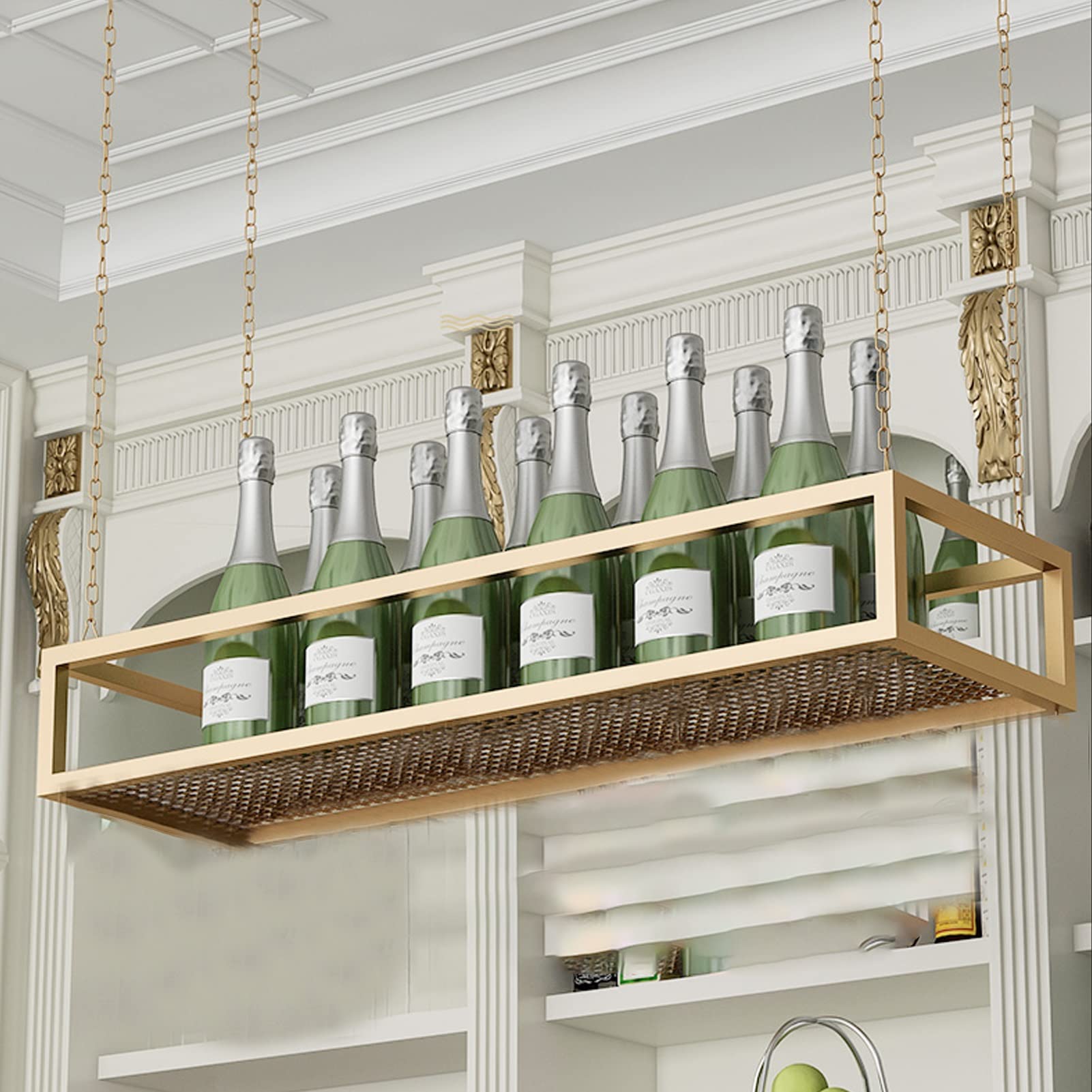 Panier suspendu en métal avec chaîne : étagère de rangement robuste pour cuisine