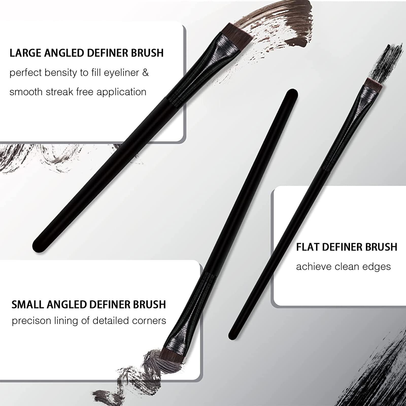 FENGCHUANG Schräger Eyeliner Pinsel 6 Stück Augen-Make-up-Werkzeug Schwarz