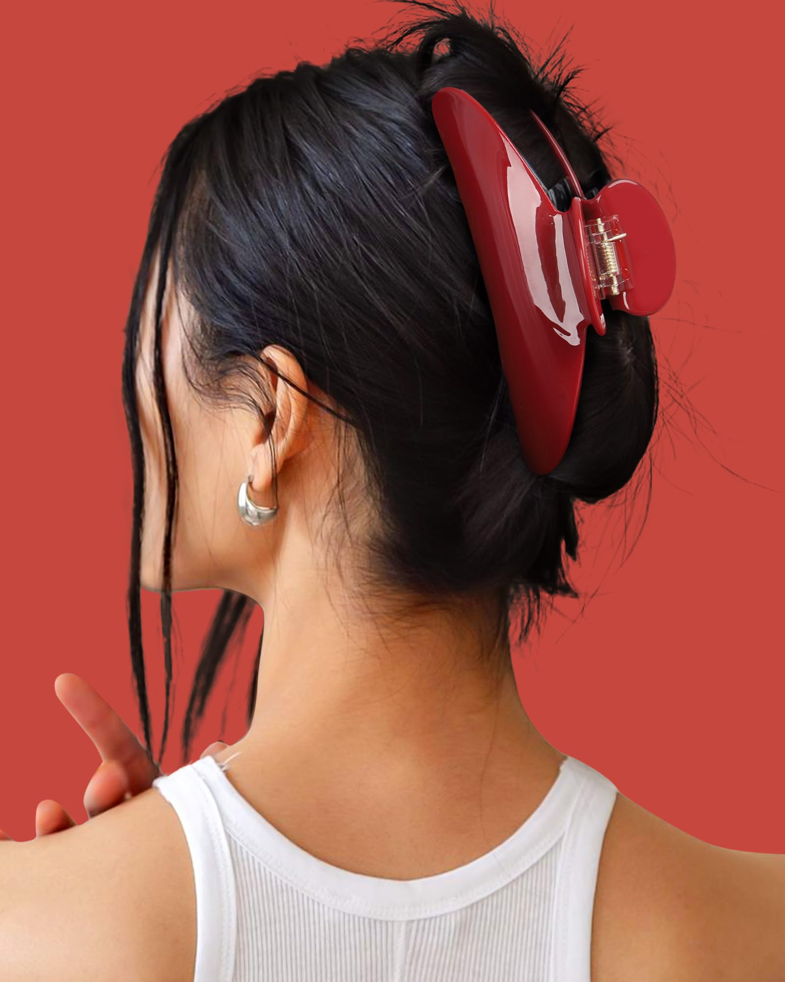 Large 4 Inch Acetate Hair Claw Clip for Updos & Half Up Styles Amazon.com : Luxury Burgundy Claw Clip for Women | Our Large  main image 2