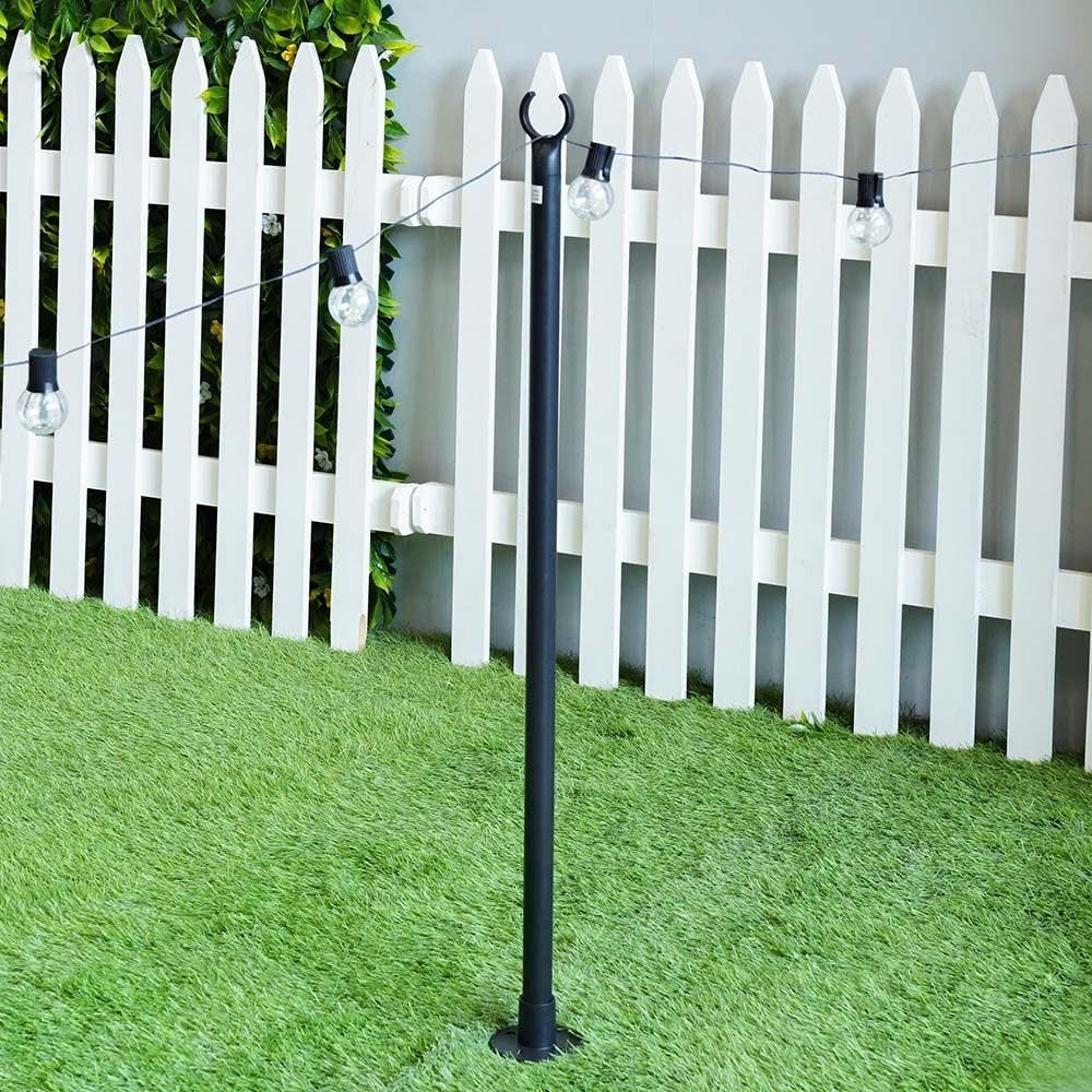 Danube Home String Light Poles | Outdoor Light Post | Hanging Lantern Lamp Stand | Farmhouse Outdoor Porch Light Holder For Gazebo, Patio, Yard, Garden 2.74 Meter