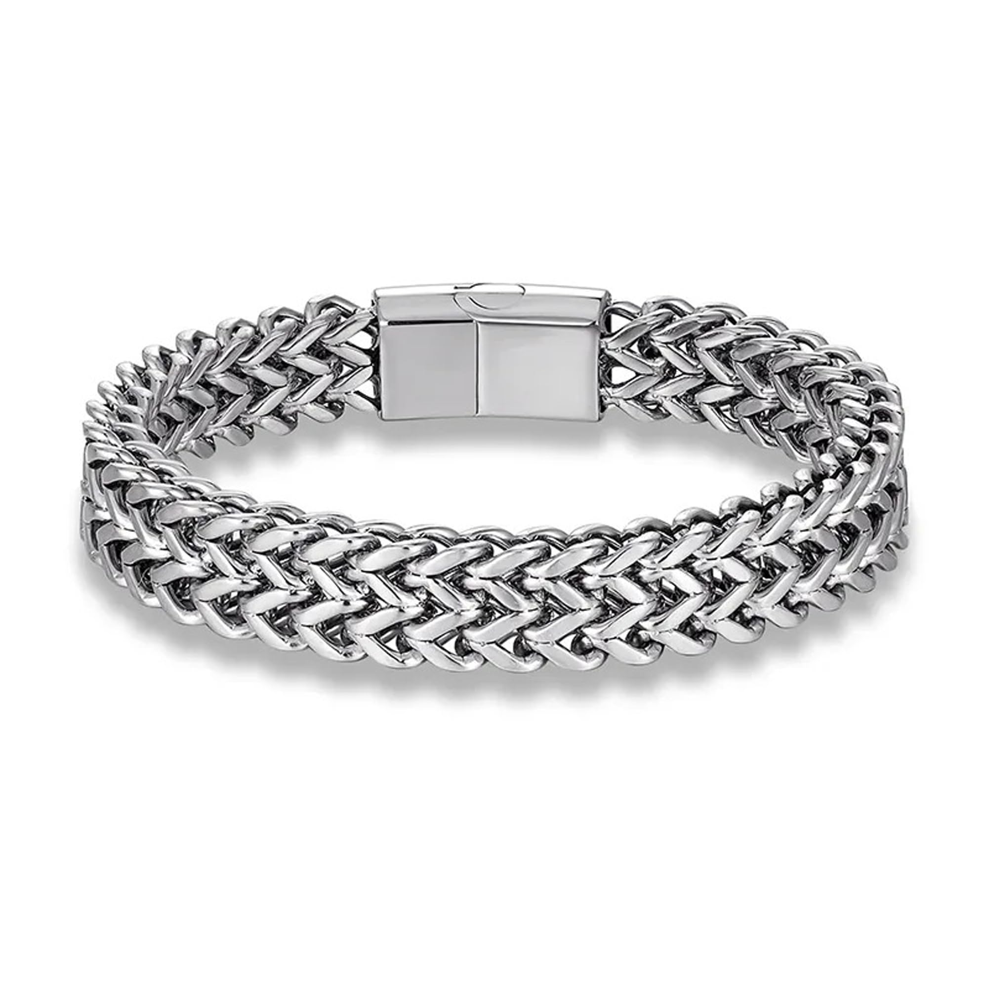 Fashion Frill Silver Bracelet For Men Stainless Steel Double Layered Charm Bracelets For Men Boys Love Gifts Mens Jewellery (B0CQ562KJT) Amazon Price History, Amazon Price Tracker