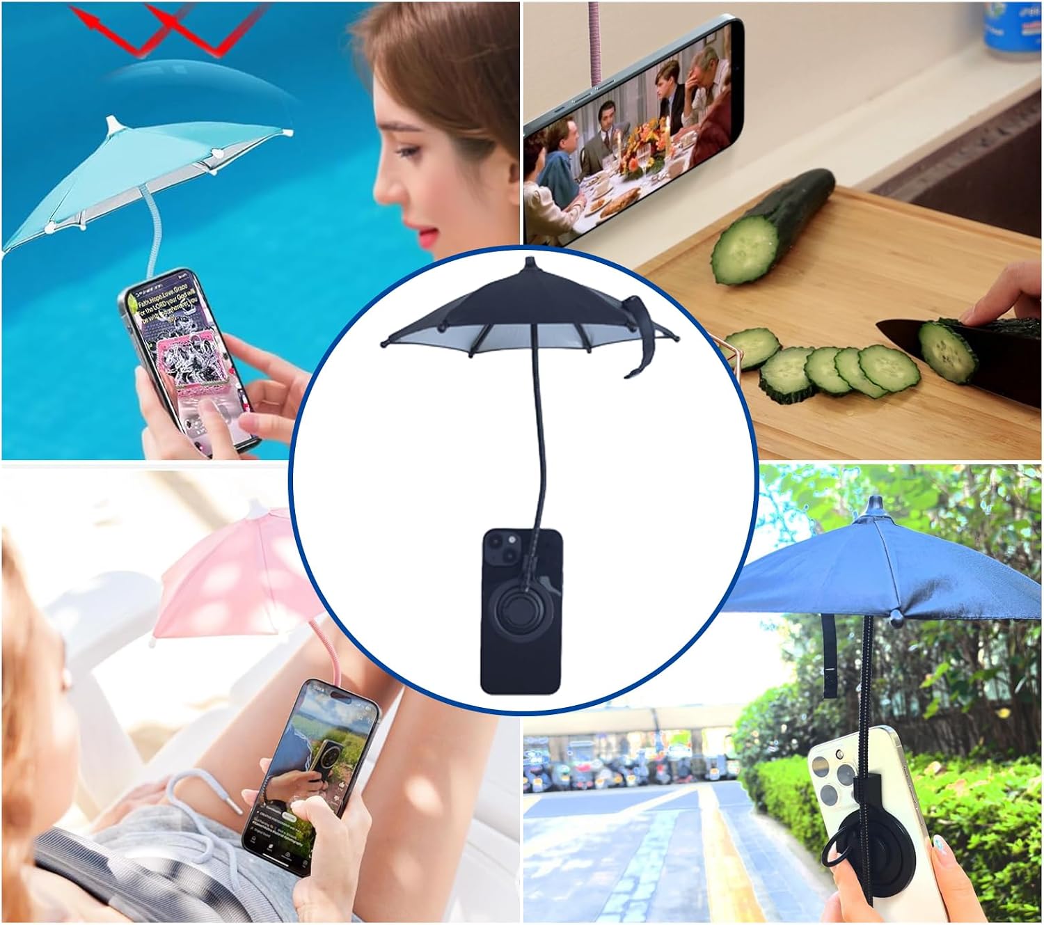 Magnetic Phone Umbrella for Sun Shade with Universal Adjustable Ring Stand, CellPhone Holder with Outdoor Anti-Reflective Magnetic Umbrella for iPhone 16 15 14 13 Pro Max, Yellow image 5