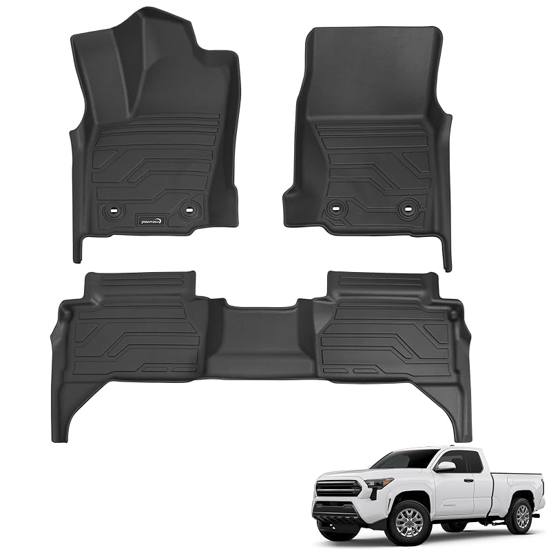 Tapetes automotivos de TPE para Toyota Tacoma Double Cab 2024–2026, câmbio automático, 3 peças Partzer
