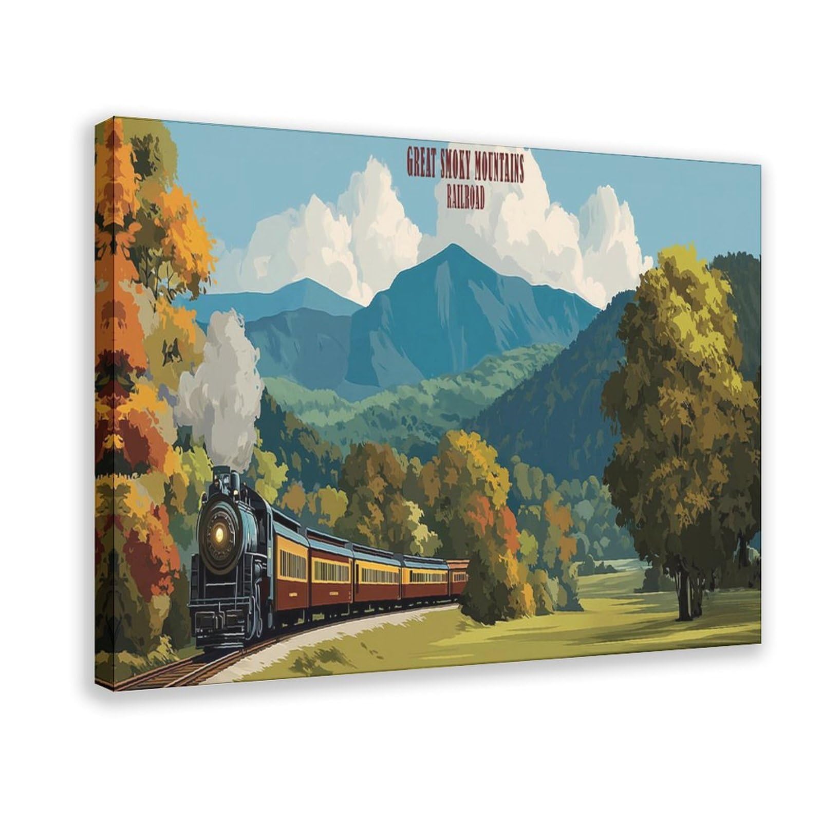 Bareronor Great Smoky Mountain Railroad Canvas Poster Bedroom Decor Landscape Office Room Decor Gift 24" L X 36" W