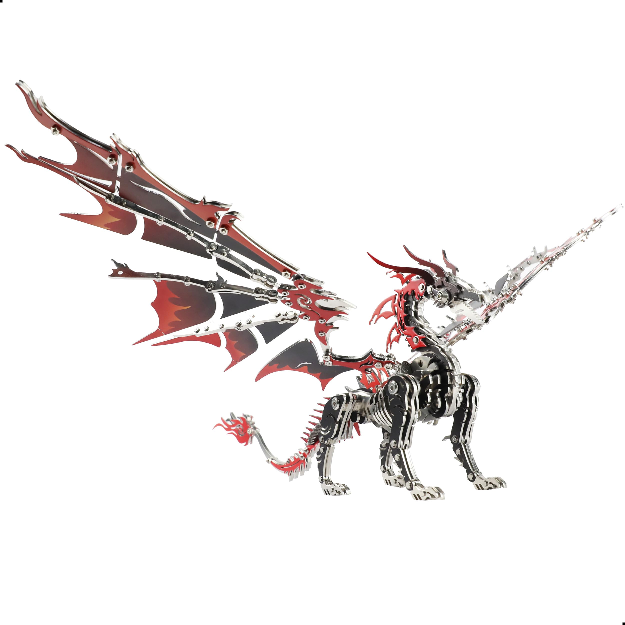 Ognisty smok 3D metalowe puzzle dla dorosłych, mechaniczny czarny i czerwony smok metalowy zestaw modeli budowlanych, trudne puzzle dla mężczyzn i fanów fantazji, wyjątkowy prezent