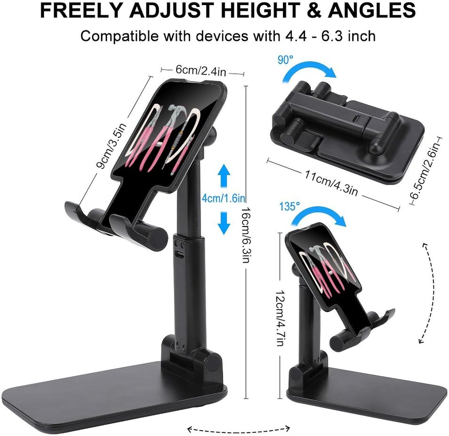 Daddy Helper Tools Phone Stand for Desk Phone Holder Black image 2