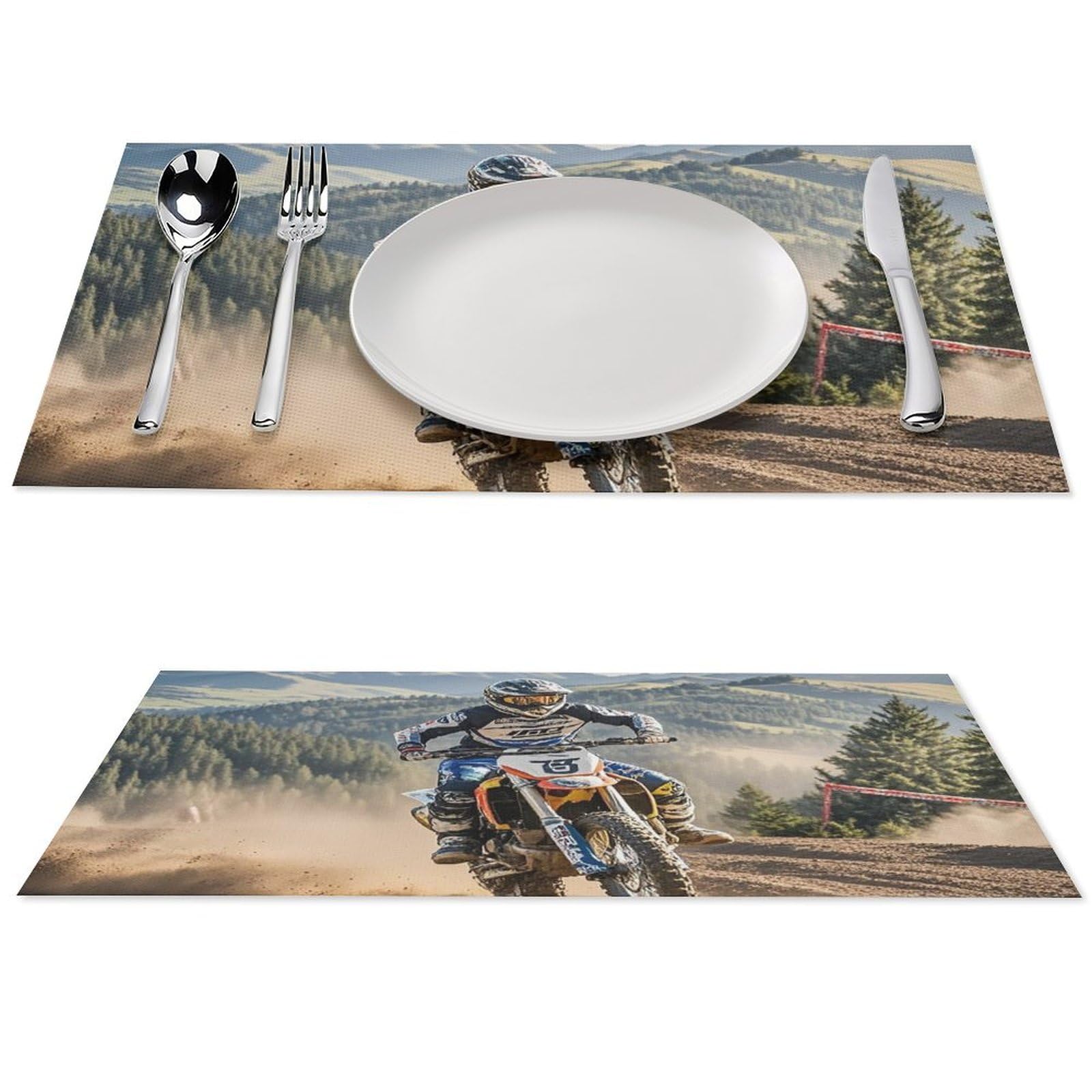 Set de table motocross PVC lavable résistant à la chaleur lot de 4