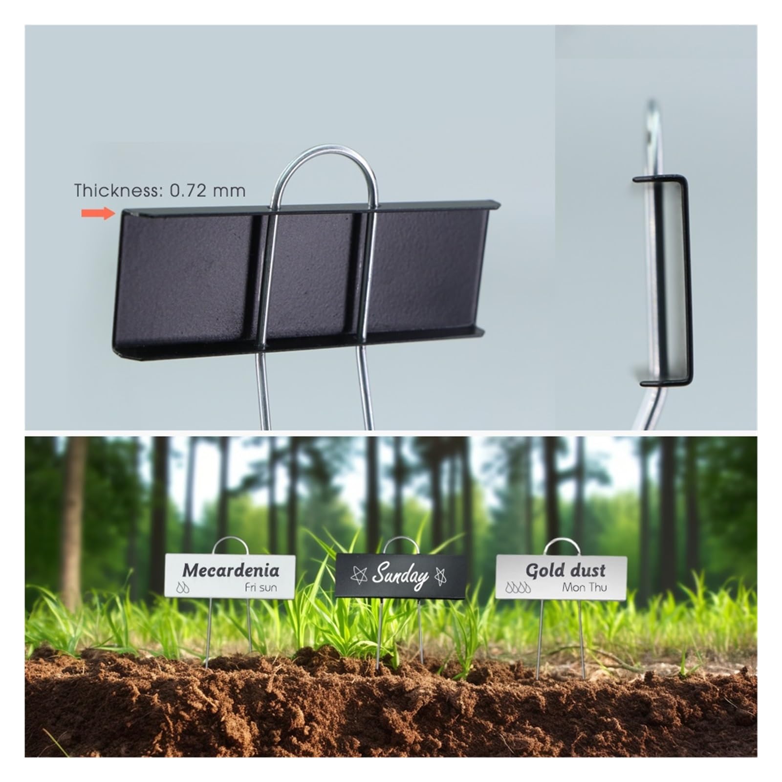 5-pakowe etykiety do zakładów metalowych typu T, 27,5 cm | Wodoodporne znaczniki roślin ze stali nierdzewnej do oznaczania sadzonek nasion w ogrodzie(Black-27.5cm)