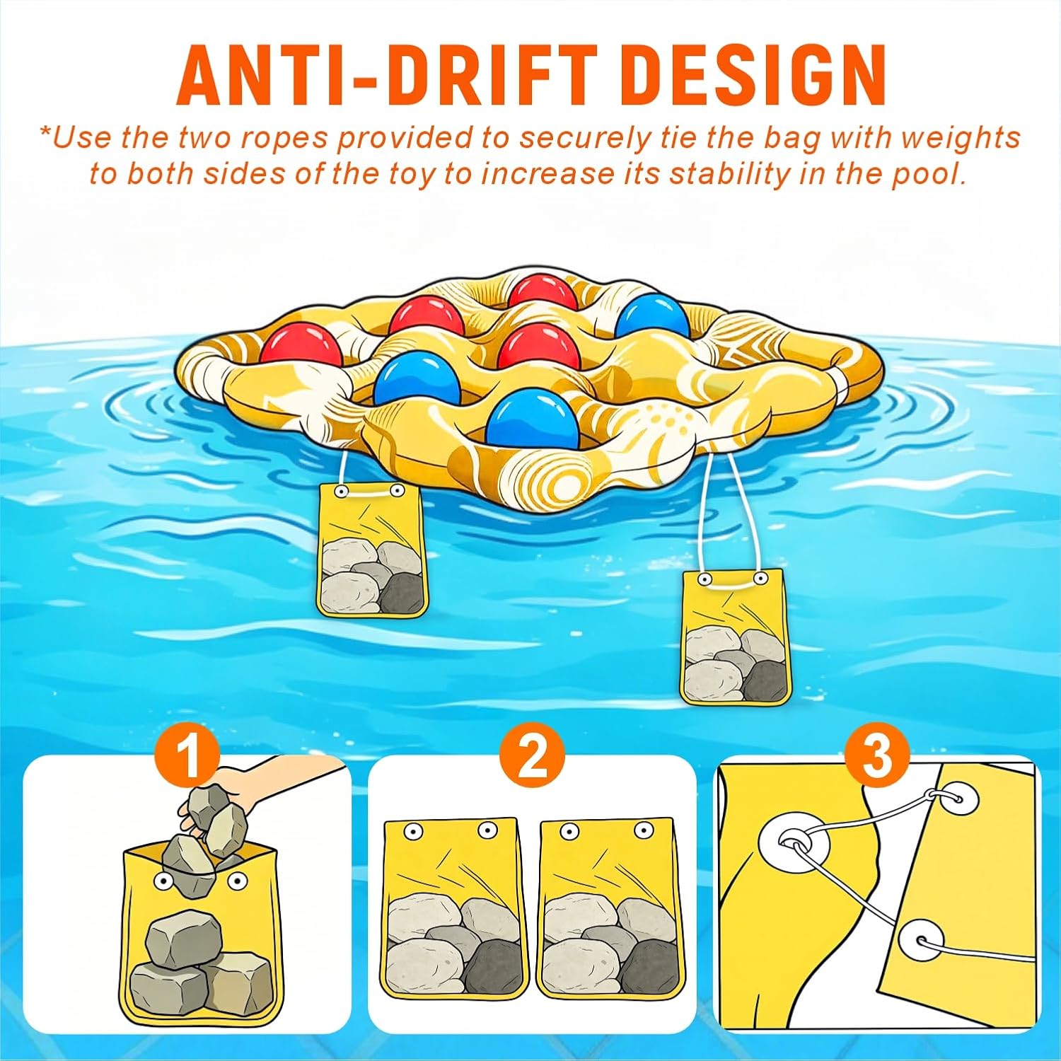 Inflatable Tic-Tac-Toe Pool Toys, Fun Swimming Pool Game, Floating Water Toy with 10 Balls & Anti-Drift Design, Outdoor Summer Party Birthday Gift 6 7 8 9 12 Years Old Boys Girls Teen Adults Family