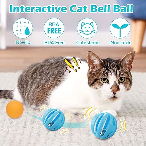 Miniatura 37 de UPSKY Rodillo de juguete para gatos de 3 niveles con seis bolas de colores, interactivo, divertido, ejercicio físico mental, rompecabezas A-Fruta