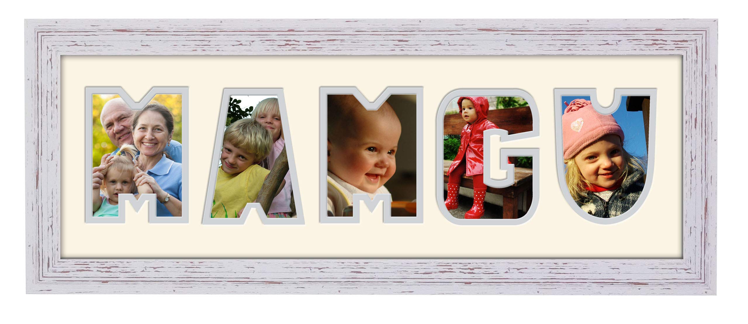 Photos In A Word Shabby Chic Finish Frame Cream Mount Grey Inside Mamgu Photo Frame Welsh Word Photo Frame 1240A (Shabby Chic Finish Frame Cream Mount Grey Inside)