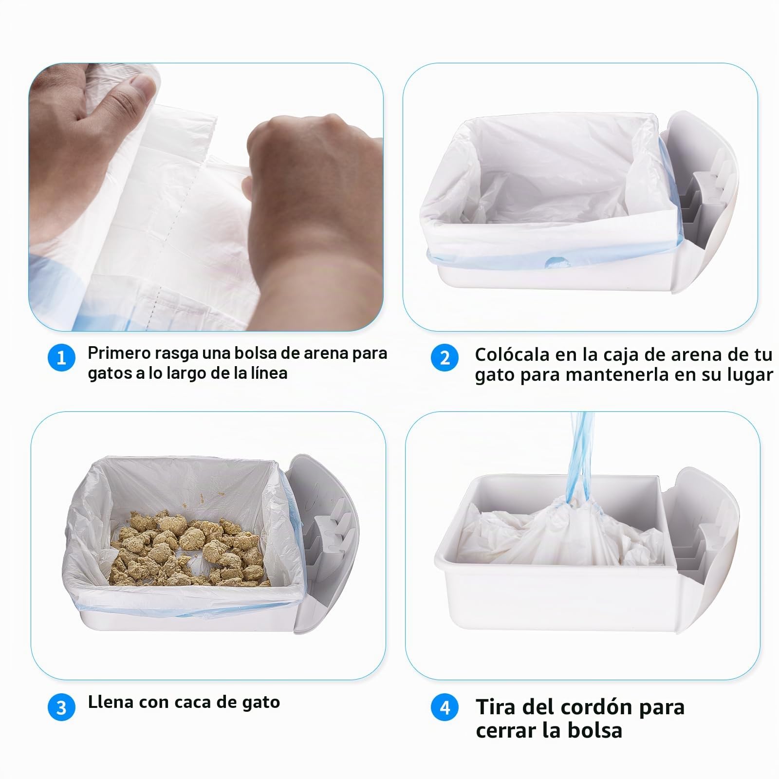 120 bolsas extragrandes para cajas de arena para gatos, bolsas para receptáculos de residuos para gatos Cleanpethome autolimpiante