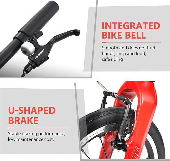 KOOTU Carbon Fiber Folding Bicycle 14-inch Wheel Student Bike One-Touch Folding Bike 6.7 Kg Mini Single-Speed Bike with Bell