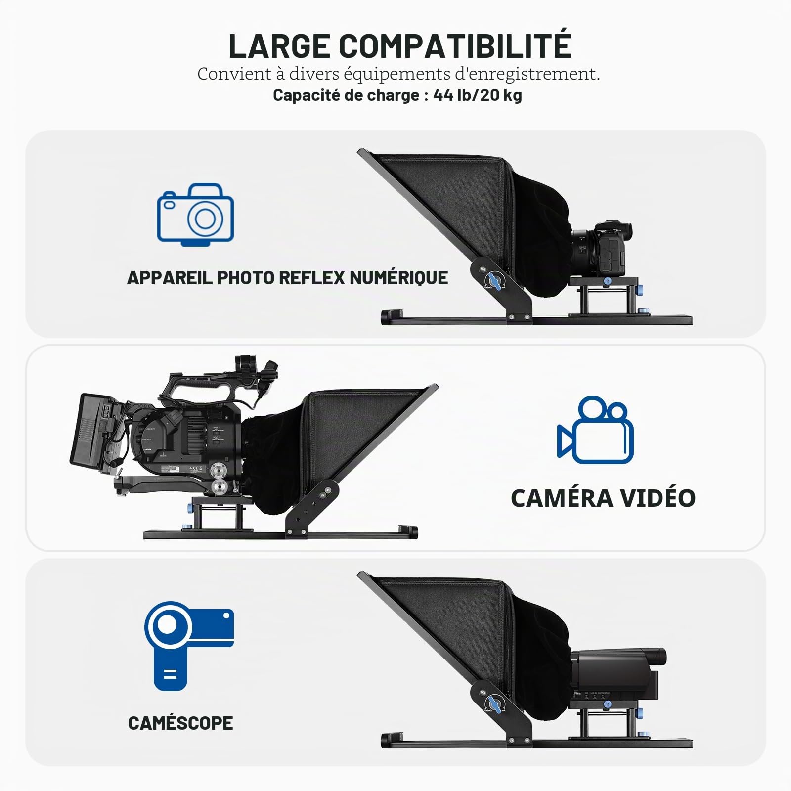 NEEWER Teleprompteur X17 II avec Télécommande Contrôle,17" HD | Cadre Métal,Plateau Rapide Amélioré,Compatible avec Manfrotto 501PL iPad iPhone,Charge Max 20kg,Sans Montage