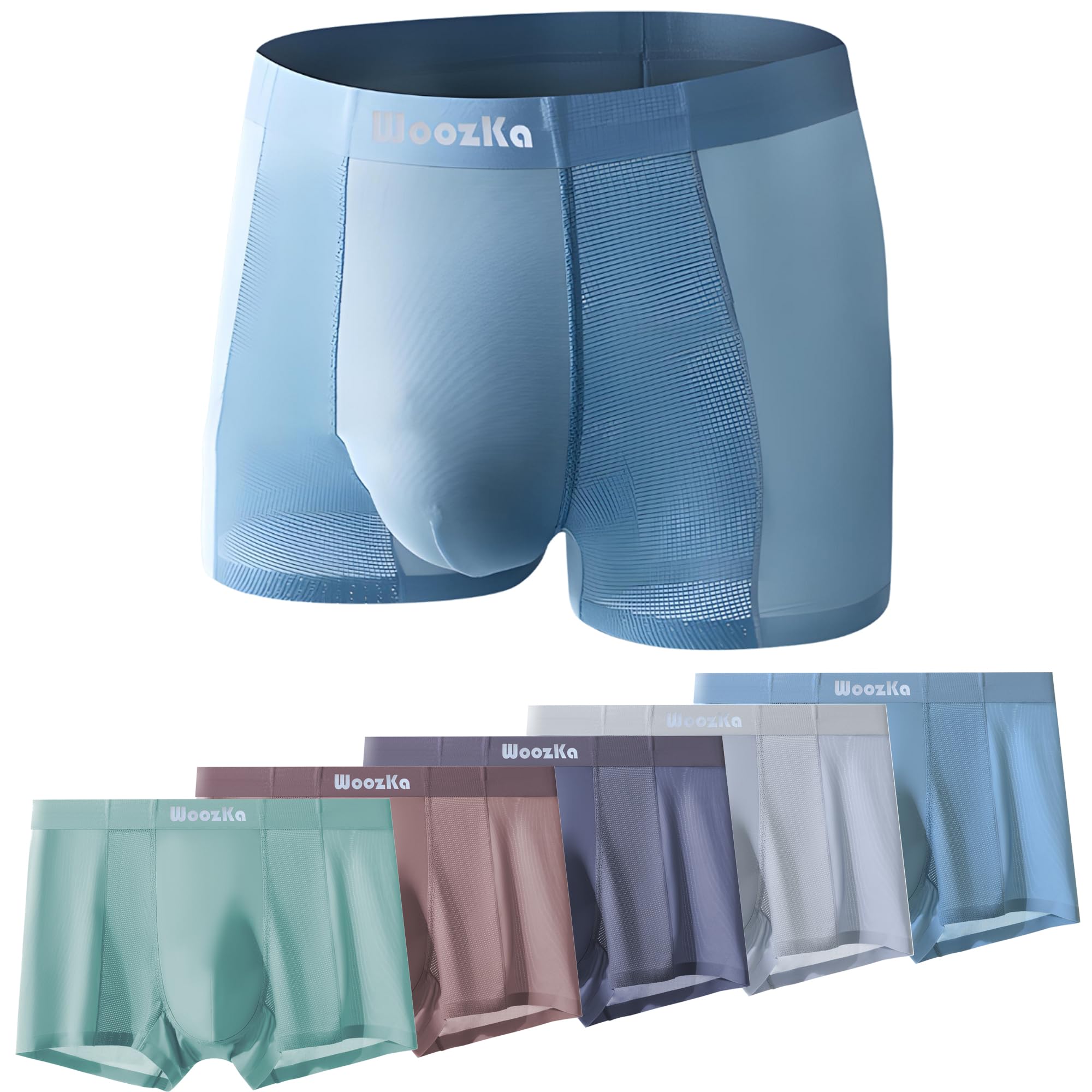 Ice Silk Mesh Mens Underwear - Seamless Trunks for Men - Breathable Boxer Briefs - Supersoft Moisture Wicking Trunks - 5-Pack