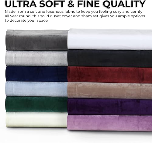 Miniatura 4 de Tribeca Living - Juego de edredón Venice, de tamaño grande, color sólido, en terciopelo