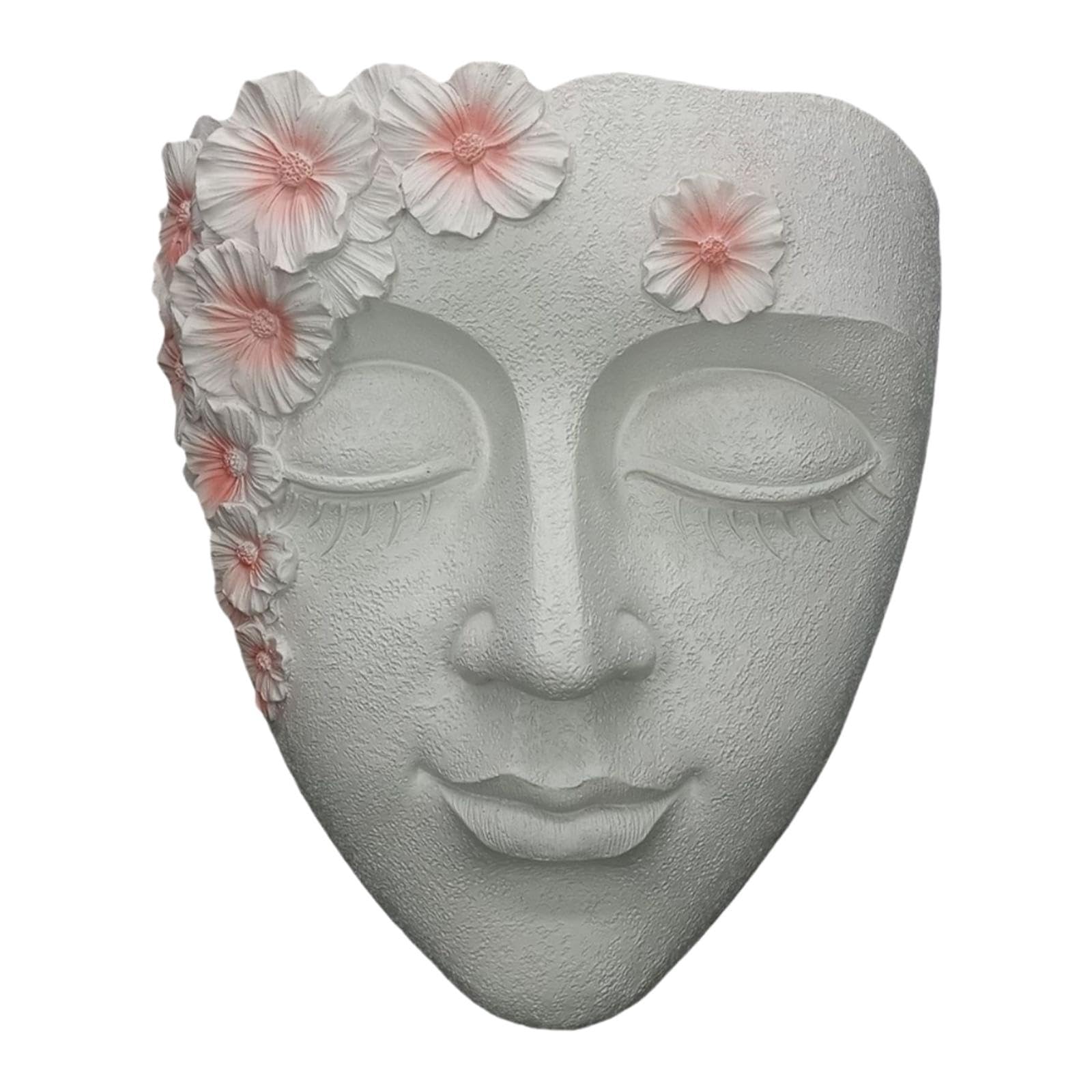 Statue pot de fleur visage en résine haut de gamme ornement élégant blanc