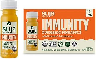 Organic Immunity Wellness Shot with Tumeric & PineApple & Vitamin C & Probiotics NON GMO No Added Sugar Vegan Liquid (Pack of 10)