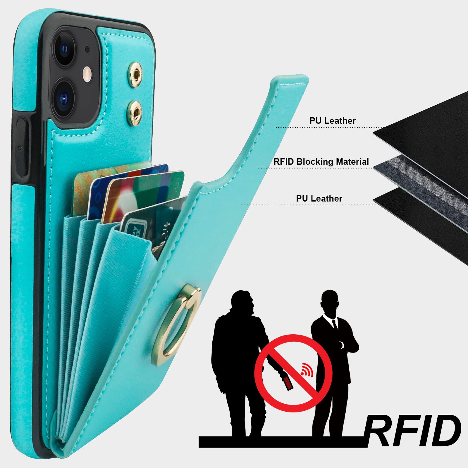 Folosu For IPhone 11 Wallet Case With Card Holder, Leather - View #2