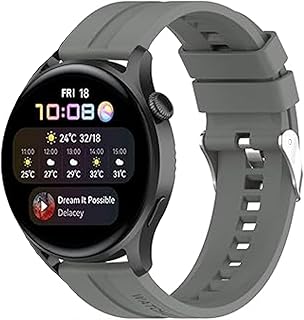 سوار معصم بديل من السيليكون مقاس 22 ملم متوافق مع ساعة هواوي / GT4 / GT3 / GT 3 برو 46 ملم/ GT2 برو/2e 46 ملم/ GT 2e/GT اكتيف/ ساعة سامسونج جالاكسي 46 ملم/ جي تي رانر من نيسلين (رمادي)
