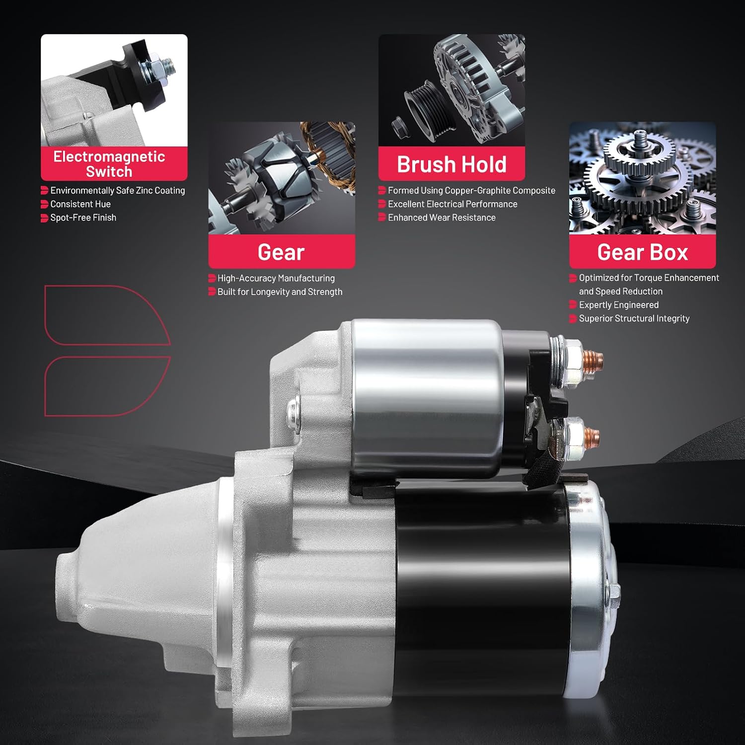 BDFHYK Starter Motor Compatible with Ford Fiesta 2011-2019, L4 1.6L, 12V 1.0KW 11 Teeth Clockwise, Replace# 19138N, 19138, 1344589, 1570611, 410-48197, AE8T-11000-AB