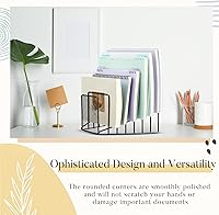 Vista 6 de 2 Pcs 7 Section Wire File Organizer for Desk, Metal Mesh Incline File Holder, Letter & Magazine Folder Rack, Desktop Paper Sorter for Home Office