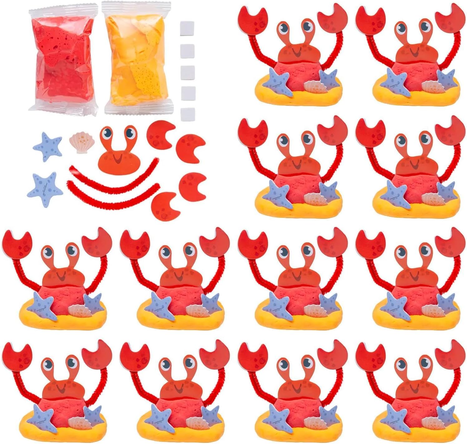 Fun Express 4 1/4" x 3 1/4" Beach Buddies Crab Air Dry Clay Craft Kit - Makes 12