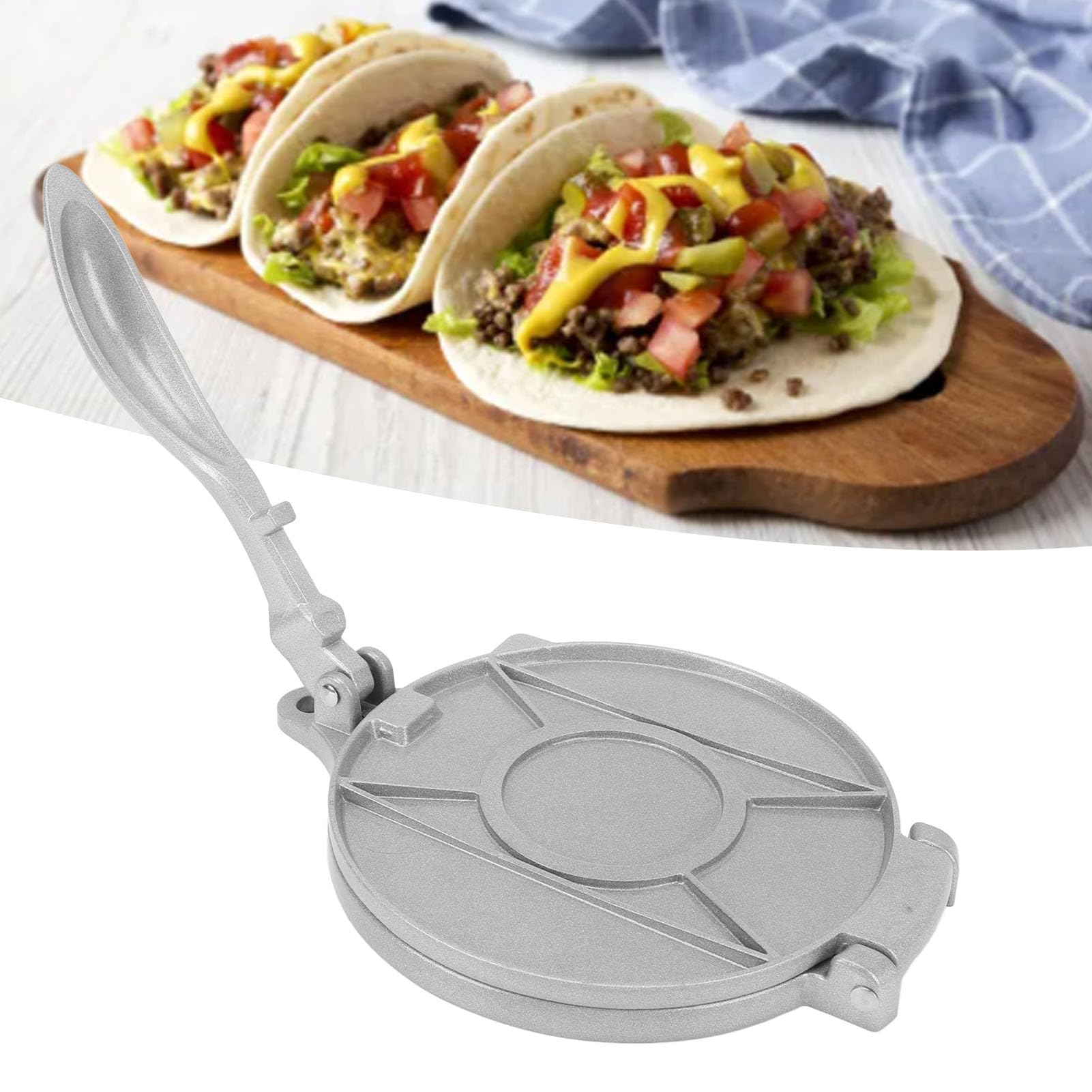 8 Inch Tortilla Press, Non Stick Aluminum Alloy Tortilla Maker, Tortilla and Roti Maker, Quesadilla Maker, Taco Maker, Taco Press, Tortilla Pan, for Household Kitchen