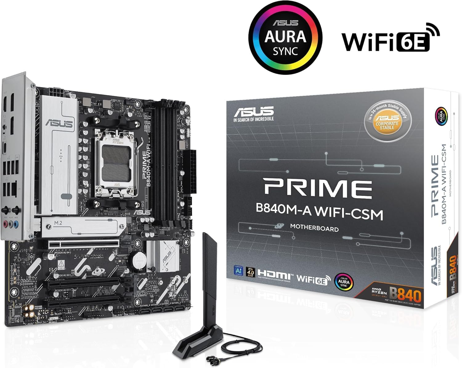 Amazon | ASUS AMD AM5 AMD B840 micro-ATX マザーボード Ryzen 9000