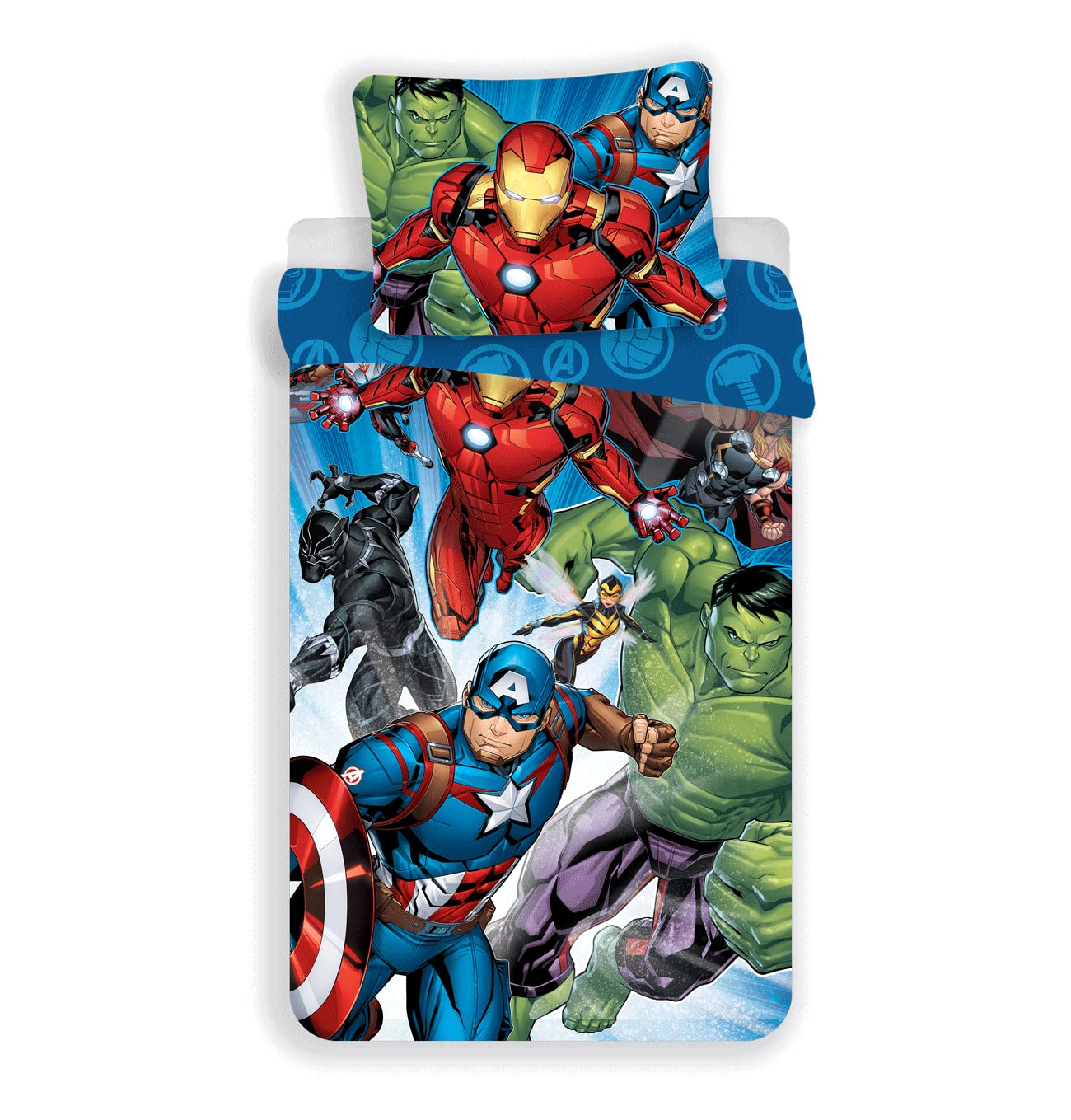 Housse de couette Avengers 140x200 parure de lit enfant 100% coton
