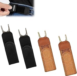 4PCS Buckleless Belt for Men Women, Tactical Metal Hook Elastic Belt, Adjustable No Buckle Side Belt for Pants, Comfortable Stretch Waist Belt for Work Travel Everyday Wear