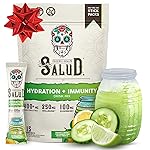 Salud 2-in-1 Hydration Packets + Immunity Electrolytes Powder, Cucumber Lime - Agua Fresca Drink Mix, Elderberry, Dairy & Soy Free, Non-GMO, Gluten Free, Vegan, Low Calorie, 1g Sugar (15 Servings)