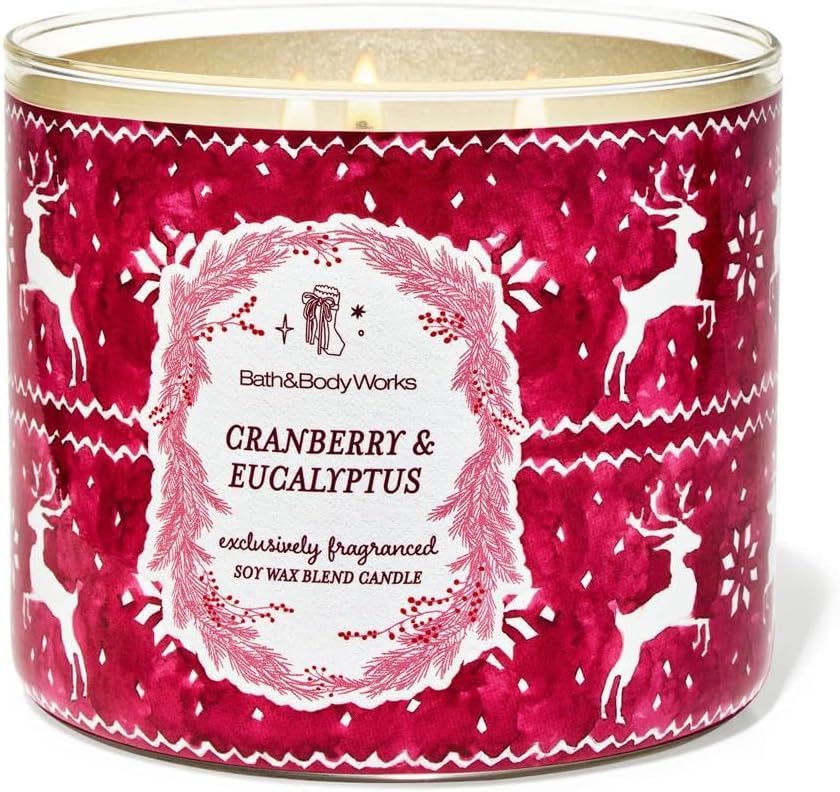Cranberry & Eucalyptus - White Barn-Bath&Body 3-Wick Scented Candle 14.5 OZ Burns 25-45 Hours and Gift Bag CANDLE'S Lovers (Label Artwork Varies)