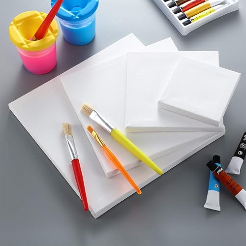 Miniatura 9 de Hestya 12 piezas de lienzos pequeños estirados surtidos para dibujo, lienzo cuadrado para manualidades de Navidad (4 x 6 pulgadas, 5 x 7 pulgadas, 8