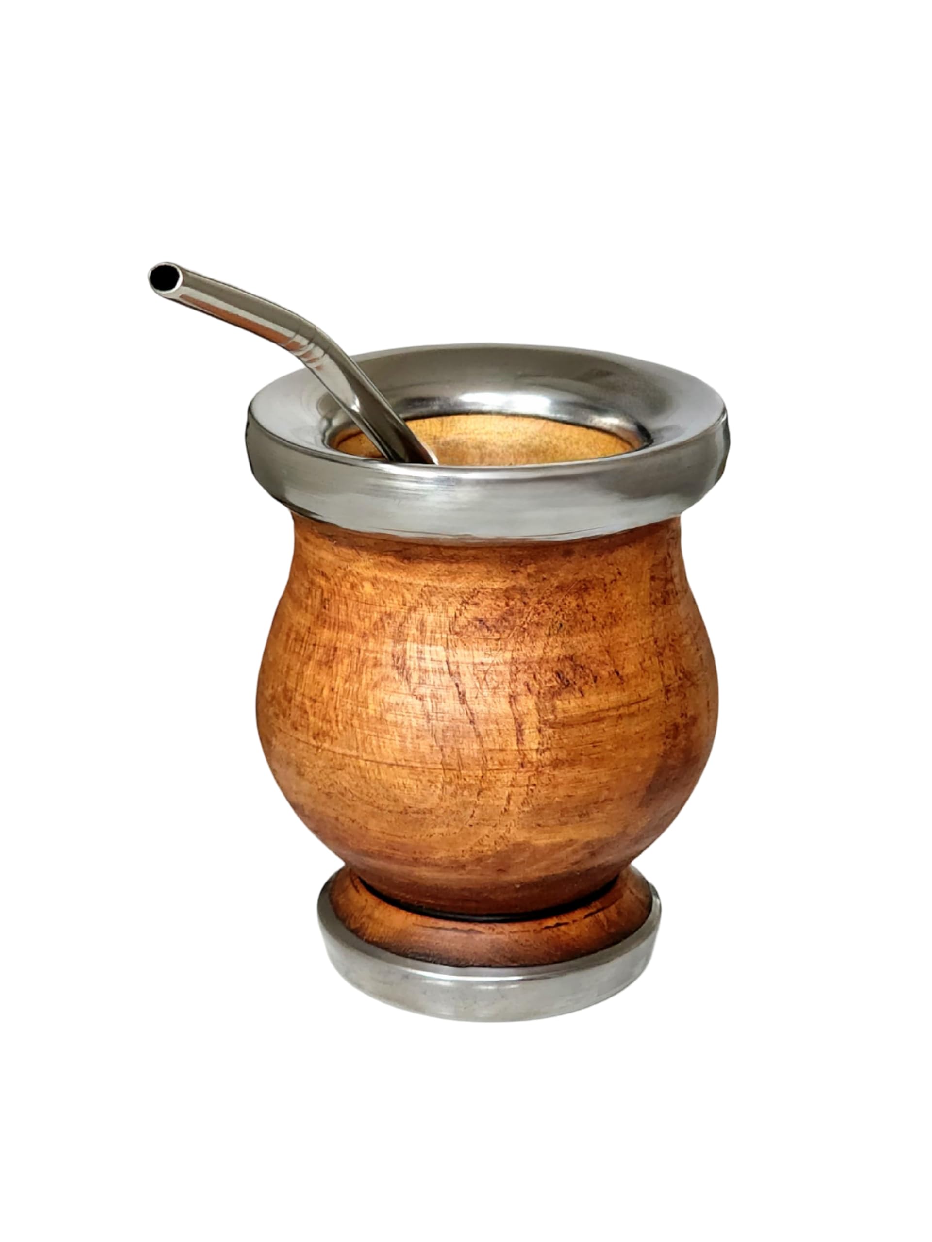 Argentyński kubek matowy, ręcznie wykonany z drewna chleba chlebowego z krawędzią i podstawą ze stali nierdzewnej, matowy z żarówką, Gourd mate Mug