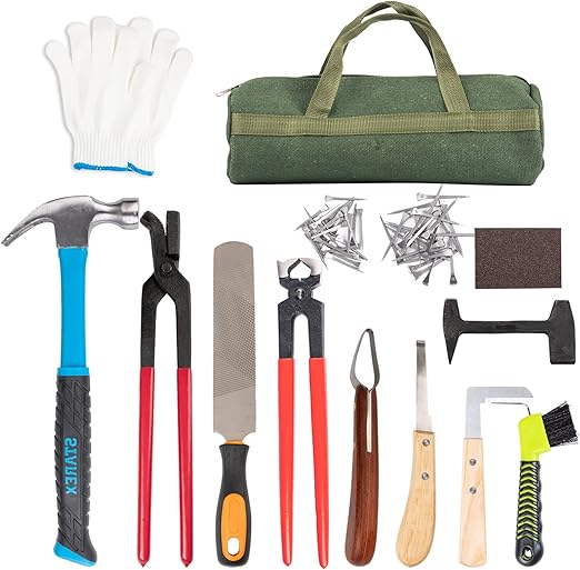 Horses Farrier Hoof Tool Kit 62Pcs Professional Horses Hoof Trimmers Shears Tools