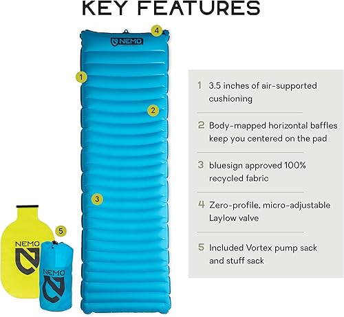 Miniatura 2 de NEMO Equipment Quasar 3D - Colchoneta ligera para dormir, regular, 72 x 20 pulgadas, plasma