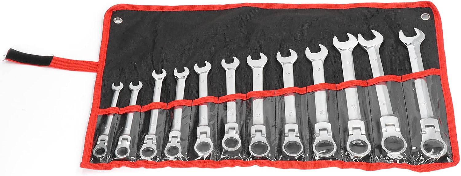 Gavigain Double End Ratcheting Wrench Set Chrome Vanadium Steel Movable Head Ratchet Spanner for Vehicle Repair Maintenance Machinery Mining Power Household
