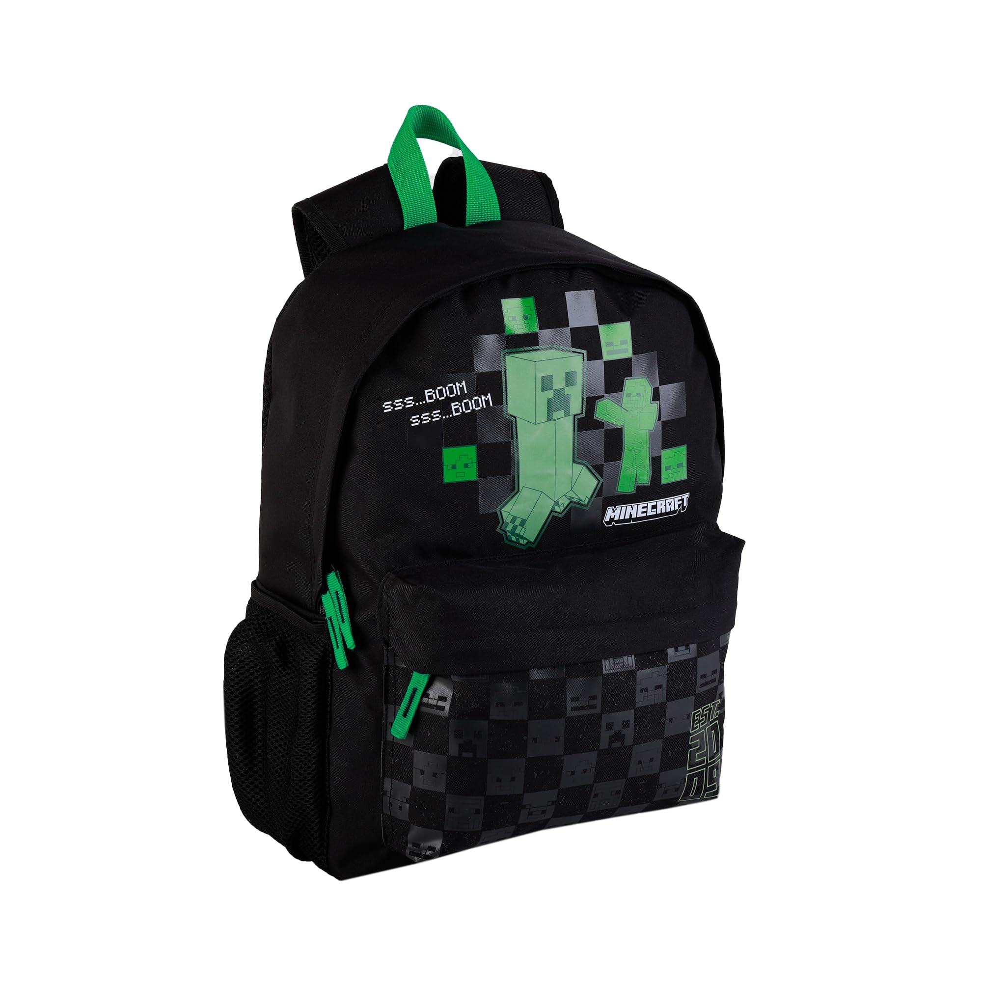 TOYBAGS Mochila Escolar Americana Minecraft Creeper Compartimento Principal y Bolsillo Frontal - Interior Forrado con Porta Ordenador - Tirantes Ergonómicos y Acolchados - 41 x 31 x 13.5 cm