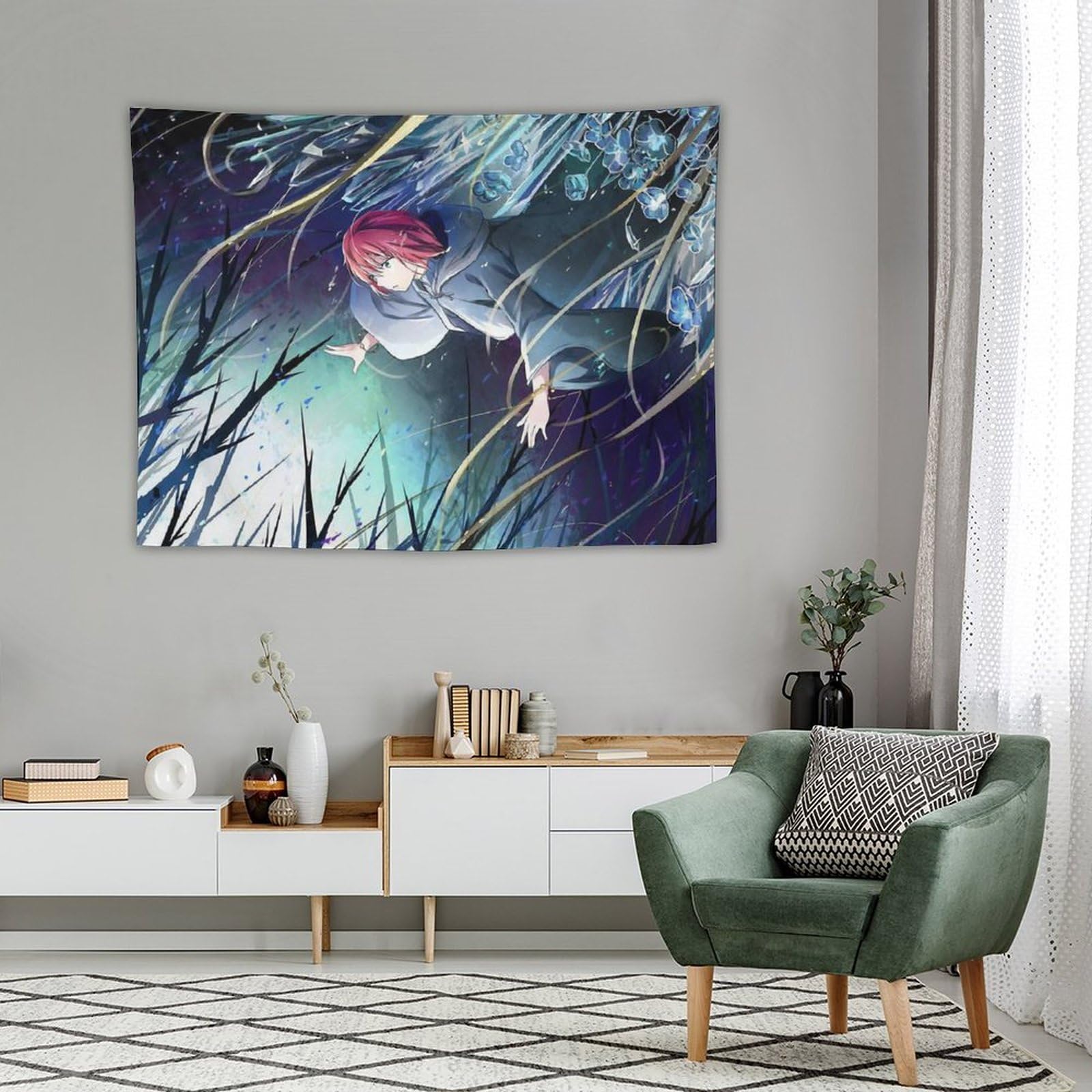 絵画デザイン・タペストリー タペストリー 壁掛け ハンガーポスター 掛け軸風 水墨画 アジアン