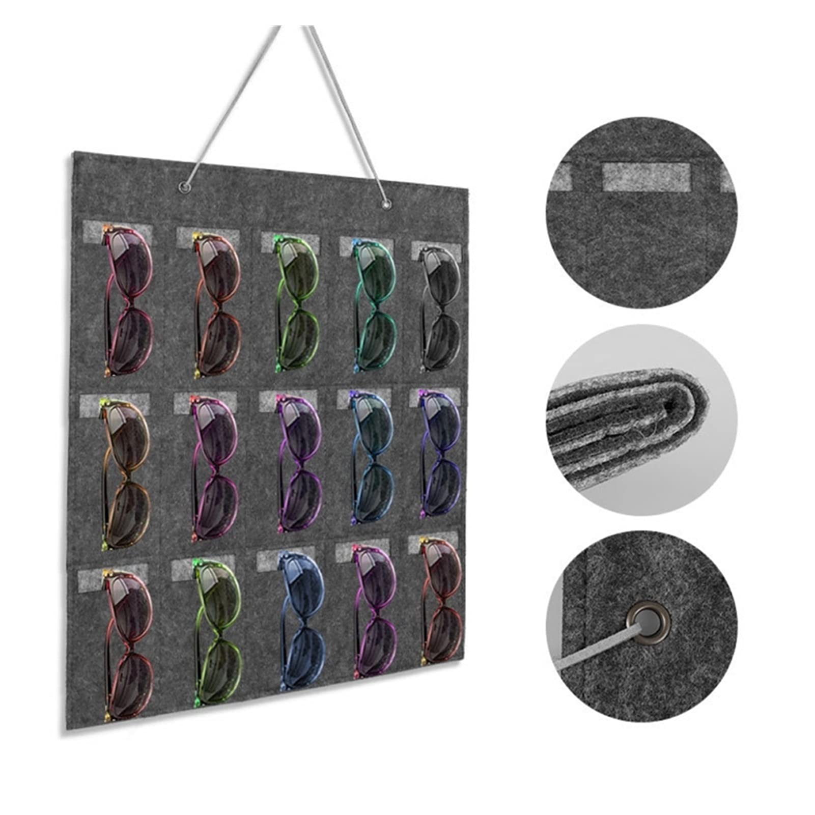Stojak na okulary Home Organizer na okulary przeciwsłoneczne Wiszący ścienny uchwyt na okulary Wyświetlacz do przechowywania Wieszak kieszonkowy na stojaku ściennym Pojemnik na okulary