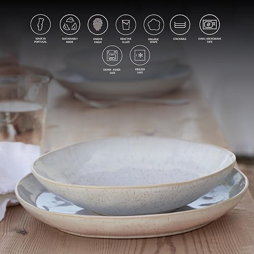 Miniatura 3 de Casafina Panadero cuadrado de cerámica de 10.75 pulgadas con salvamanteles de madera de roble, colección Eivissa, azul mar, apto para horno y