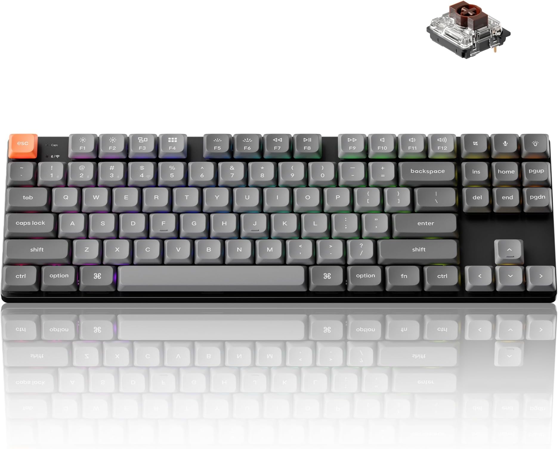 K1 Max Ultra-Slim Wireless Mechanical Keyboard, 80% TKL Layout Bluetooth/2.4 GHz/Wired Keyboard with Low-Profile Gateron Brown Switch, Hot-Swappable, RGB Backlit QMK for Mac Windows Linux