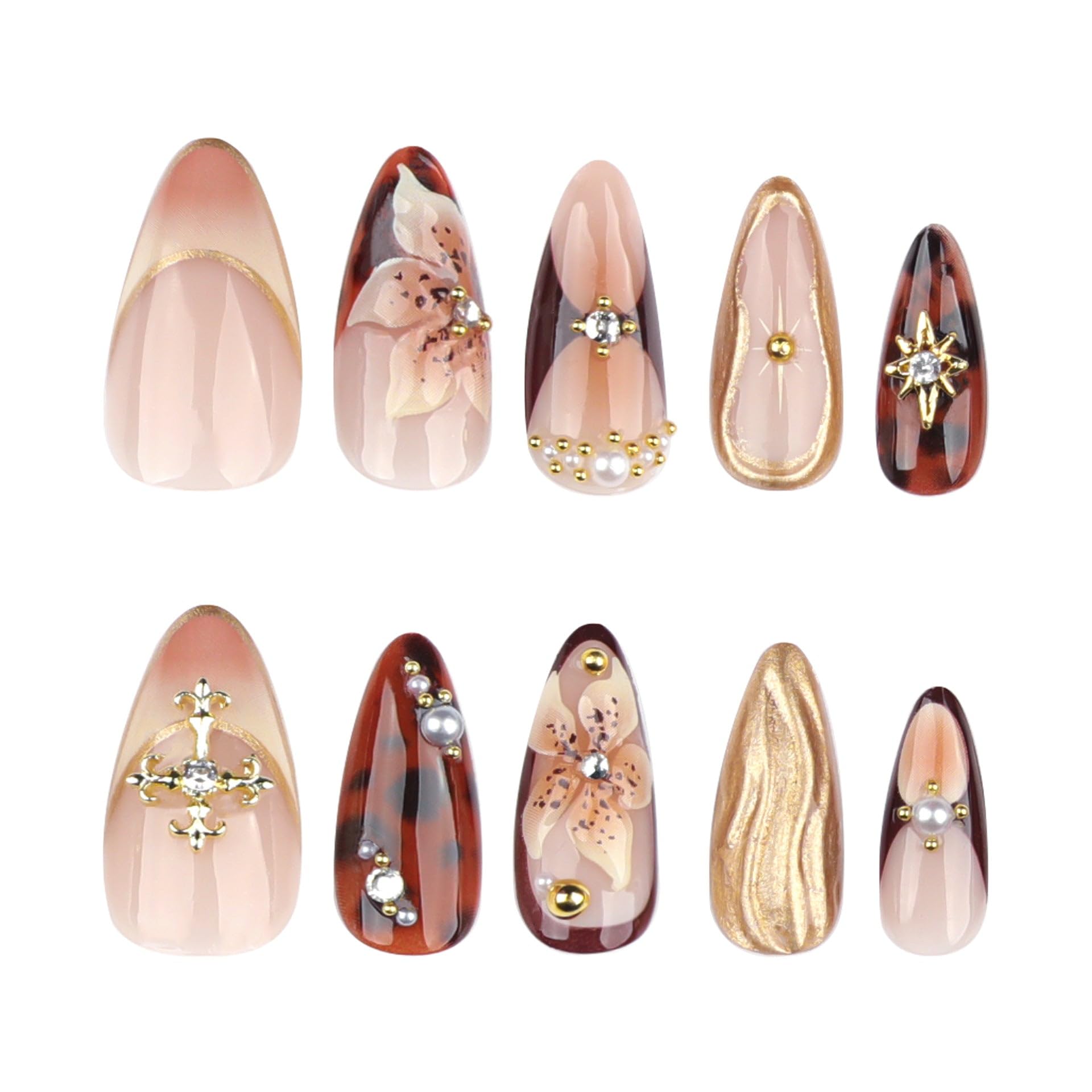 Quecy Brown Artificial Nails For Women | Glossy Acrylic | Western Look - 24 pcs-image-44